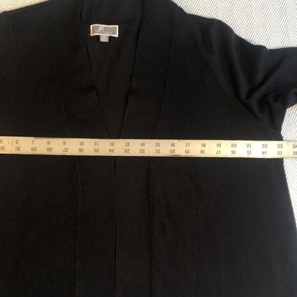 Black Shrug Cardigan 2X Rayon Blend NWT, Open Front Pit to Pit 23 1/4" - Picture 8 of 13